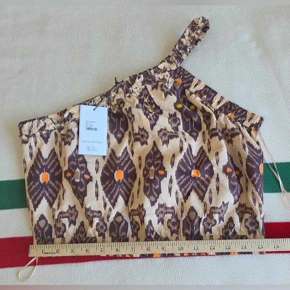Bailey 44 One-Shoulder Aztec Print Crop Top w Elasticized Hem & Strap NWT S Med - Picture 9 of 9